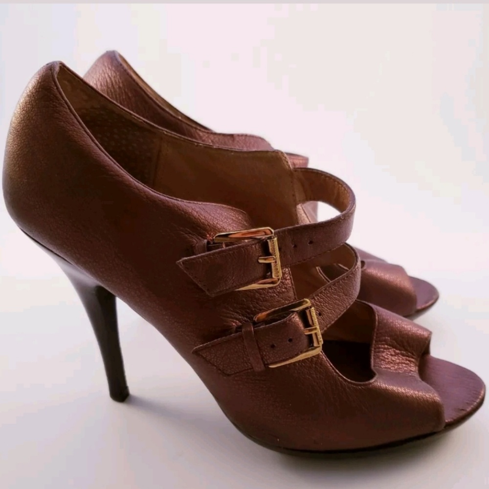 Michael Kors Leather High Heel Peep Toe Pumps